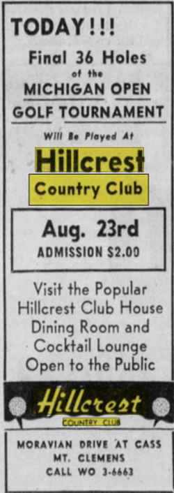 Hillcrest Country Club - Aug 23 1953 Article